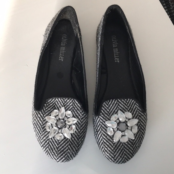 Olivia Miller Shoes - Olivia Miller - Tweed Jeweled Loafers